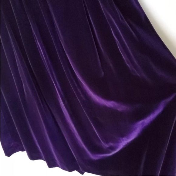 Ralph Lauren Kristayn Velvet Below Knee A-Line Skirt Medium Royal Purple NEW - Picture 10 of 12